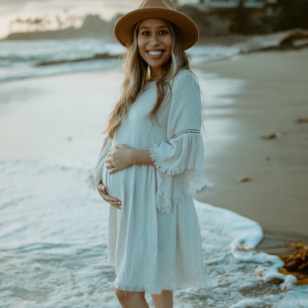 Pinkblush | Boho Cream Beige Maternity Dress |  Size:2-4